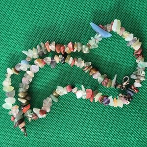 Multi Colored Gemstone Nugget Beaded Strand  Necklace